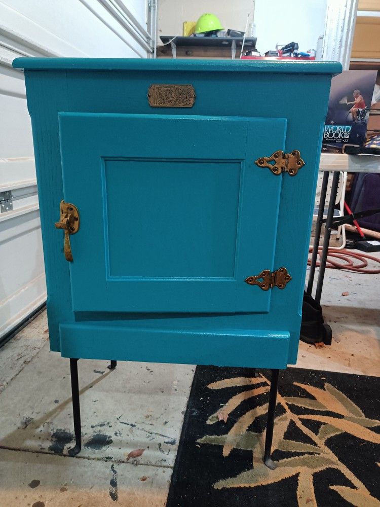Blue White Clad End Table