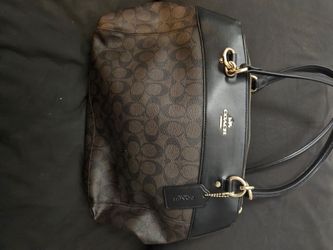 Authentic Coach Signature Handbag Brown Black