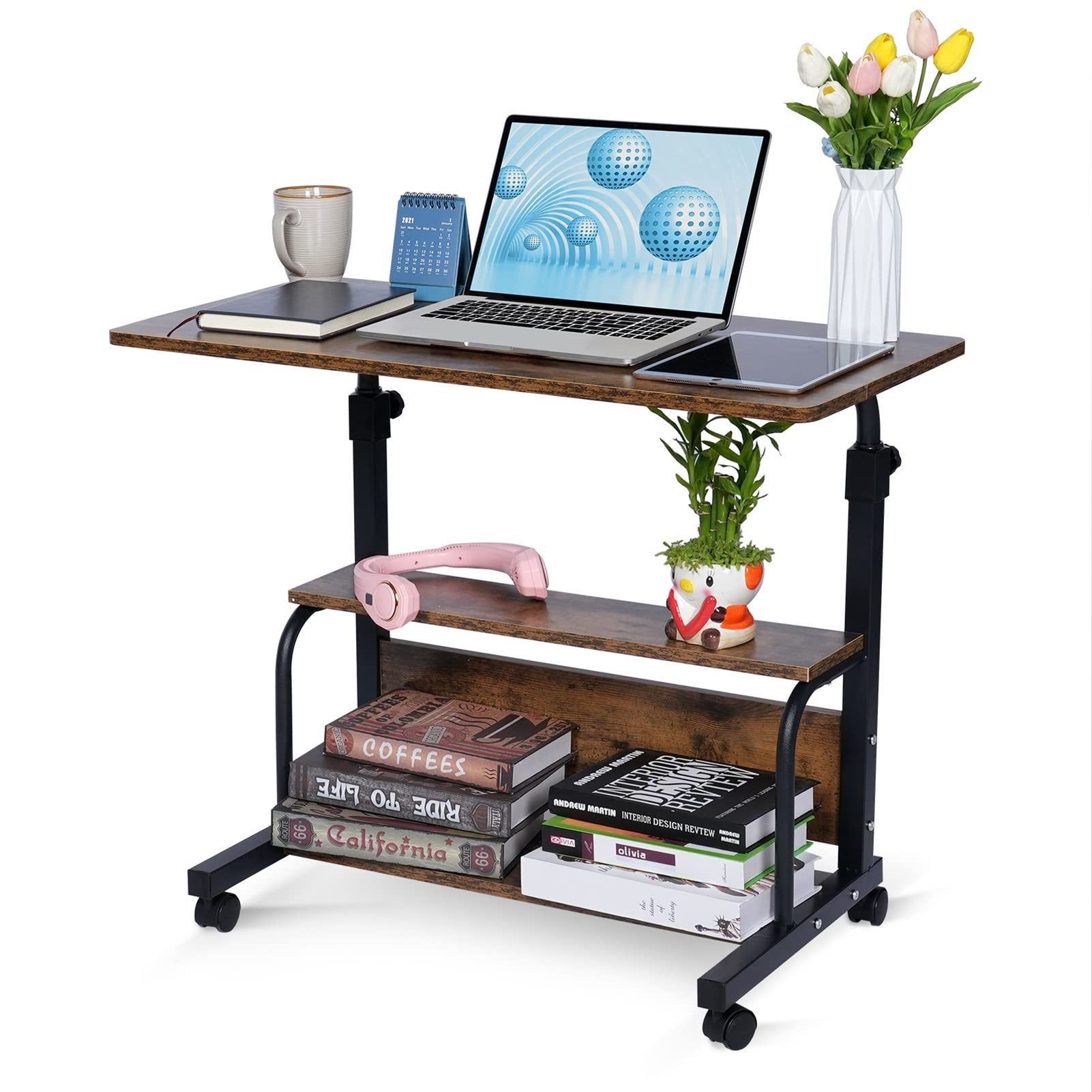 New Portable Adjustable Height Rolling Computer Desk