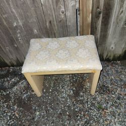 Vintage 50s 60s MCM blonde limed oak finish vanity piano stool bench with storage mid-century modern
