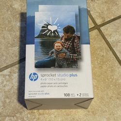 HP Sprocket Studio Plus 4 x 6” Photo Paper and Cartridges (Includes 108 Sheets and 2 Cartridges) – Compatible only with HP Sprocket Studio Plus printe