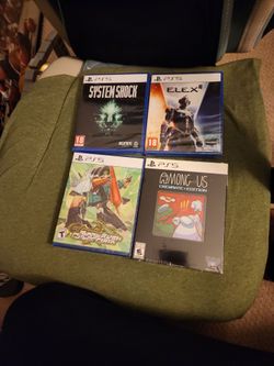 Ps5 System Shock, Elex", Bomb Rush Cyserfunk, Among Us.