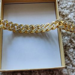 Women Mens Cuban Link Chain Gold Silver Bling Miami Cuban Necklace Diamond Chain 


