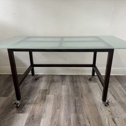Glass wood framed desk