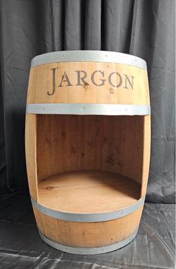 Wine Barrel Display Shelf – Rustic Wood Barrel Display