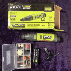 🛠🧰RYOBI USB Lithium Rotary Tool Kit w/2.0Ah USB Lithium Battery & Charging Cable-NEW!-$45!🧰🛠