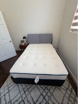 Like-New Full XL Bed Frame & Organic Mattress