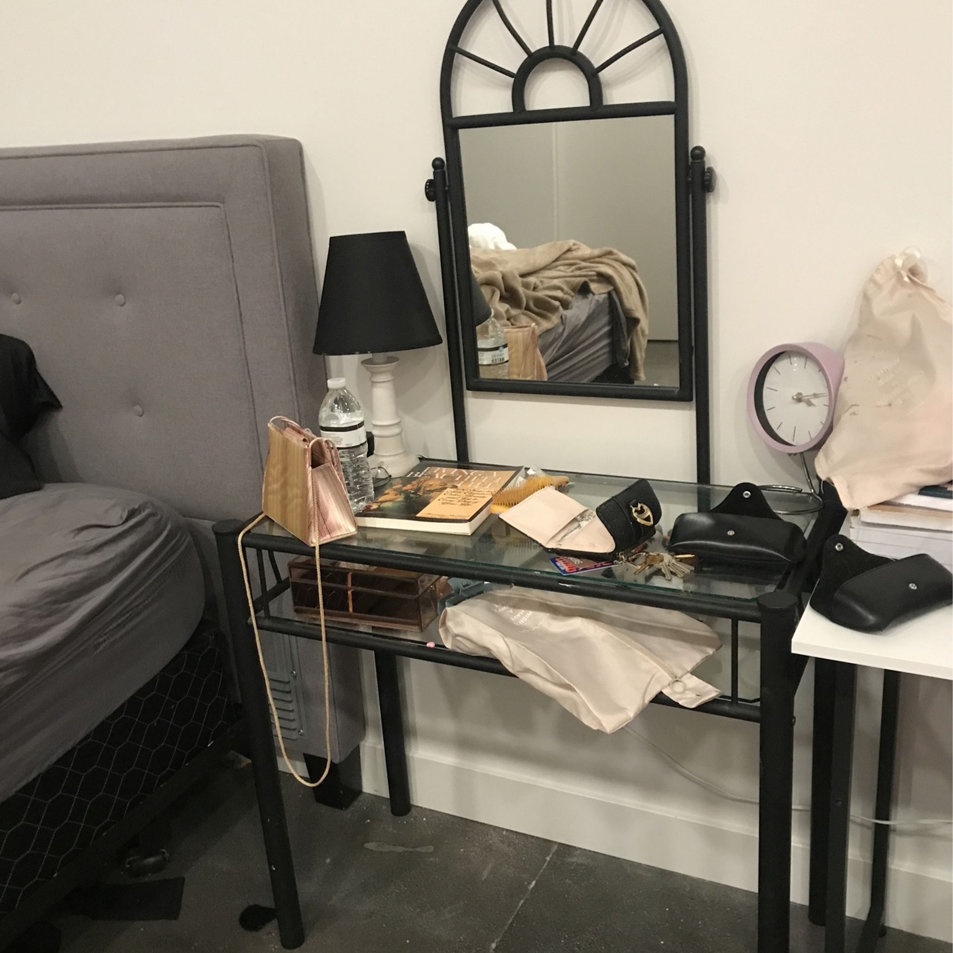 Glass Vanity With Mirror