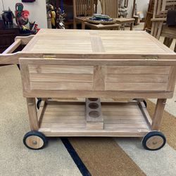 Folding Teak Bar Trolley (New)