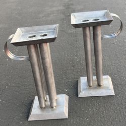Vintage Set Tin Metal 4 Hole Tube Tapper Candle Mold Maker Handle Candlestick