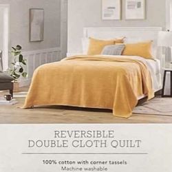 BRAND NEW KING SIZE DOUBLE COTTON QUILT MUSTARD YELLOW SOFT BEDDING