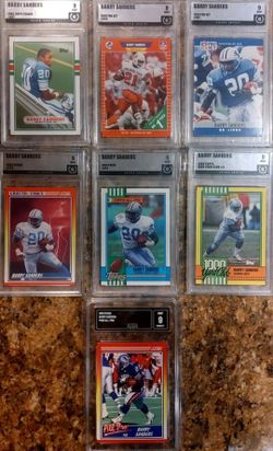 🔥 Barry Sanders Mint 9 Rookie Graded Card Bundle – 7 Card Lot 🔥