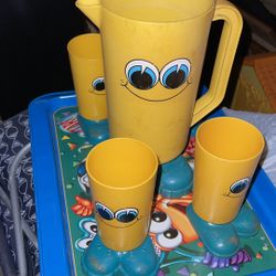 Vintage Deka Footsie Tootsie Pitcher And Cup Set