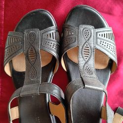 Naturalizer Network Black Leather Slingback Sandals Size 9.5WW