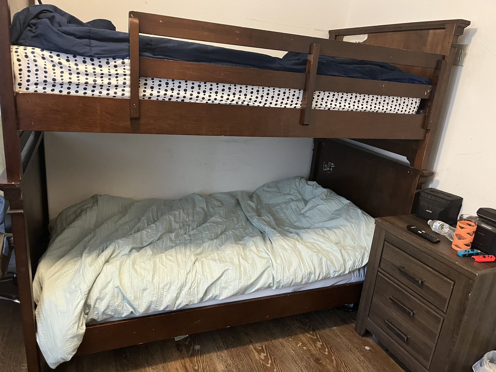Twin Bunk Bed Frame with Stairs