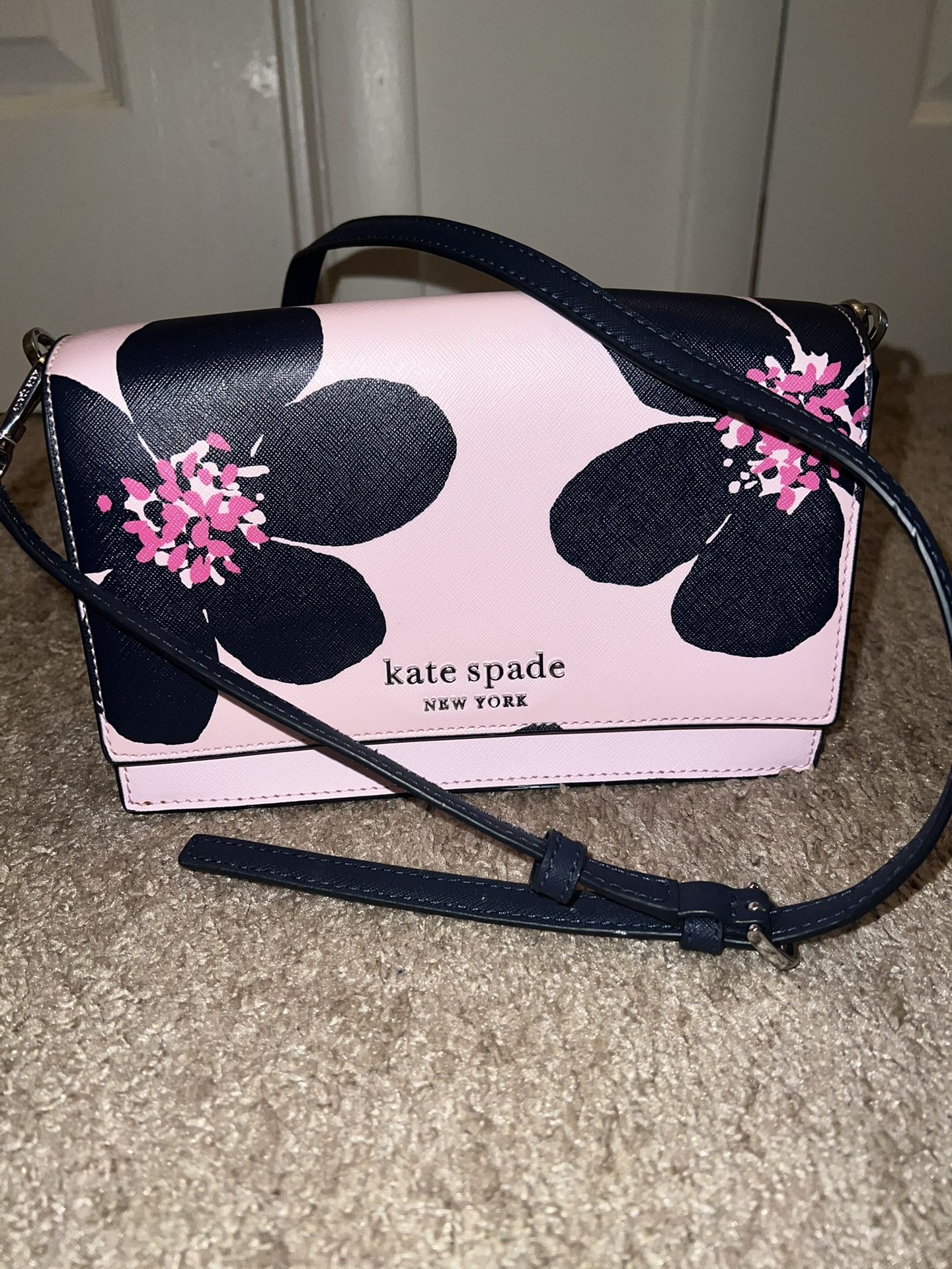 Kate Spade Cameron Grand Floral Pink Navy Crossbody - New Women | Color: Pink/Blue