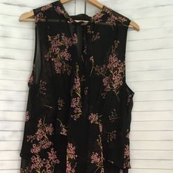 Black Floral Dress, XL