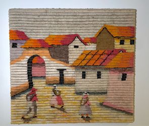 vintage 1970s Peruvian handmade wall tapestry