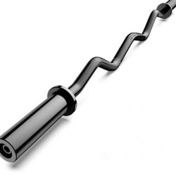 Olympic EZ Curl Barbell Bar 47", 2-Inch Curl Bar for Weight Lifting,Hip Thrusts,Squat,Biceps-Home Gym Weight Bar, Chrome Curling Bar for 2 Inch Weight