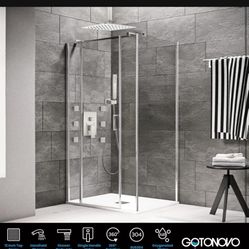 Ceiling Mounted Rain Shower Set Brushed Nickel 12 inch with 6 Body Spray Jets C25 $100