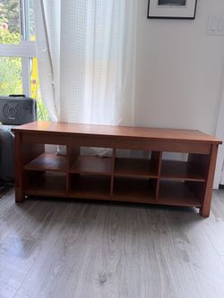 Wood TV Stand with Open Shelving