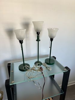 Set of 3 Green Stem Table Lamps