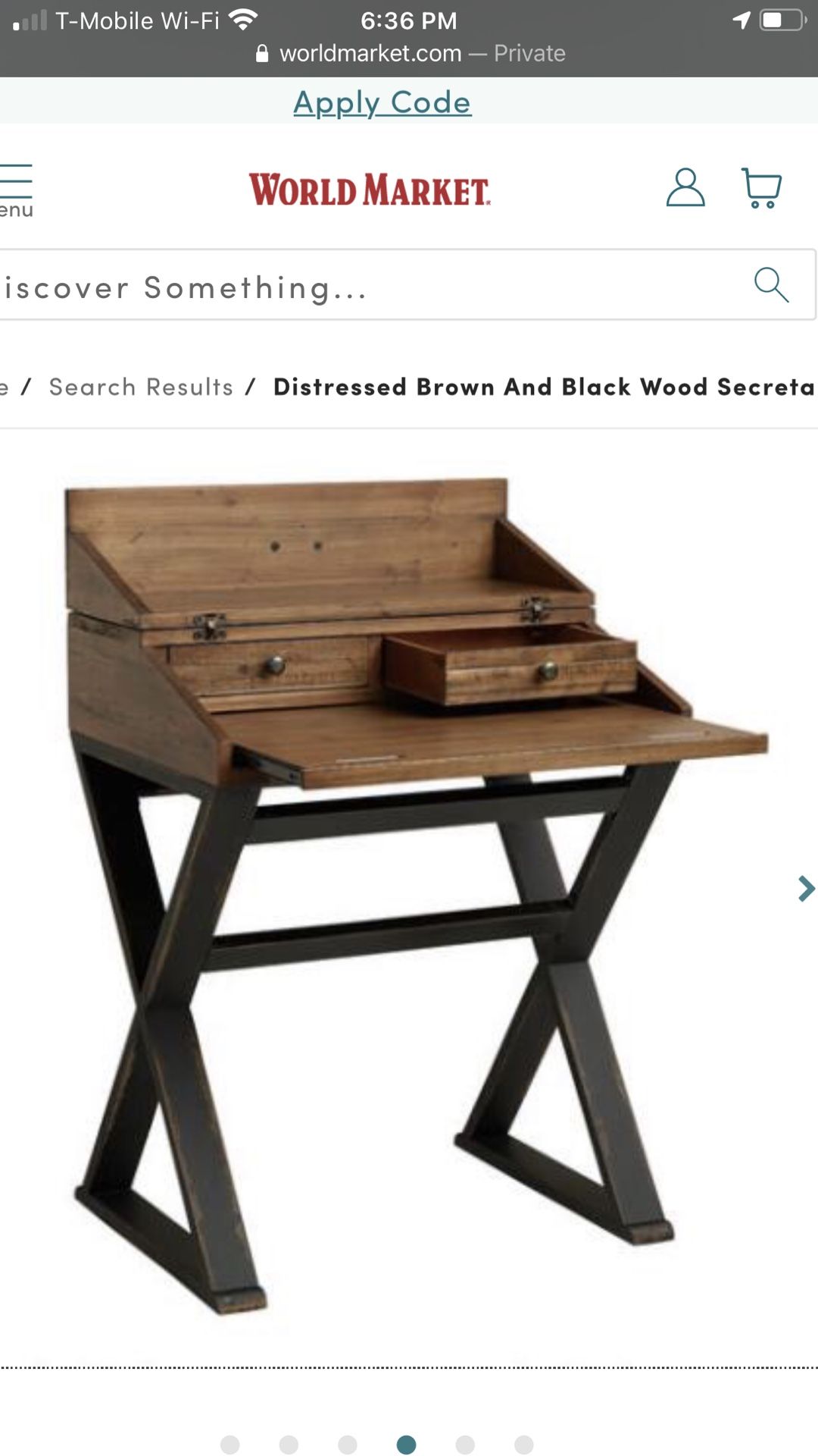 NEW Solid Wood Secretary Desk From World Market