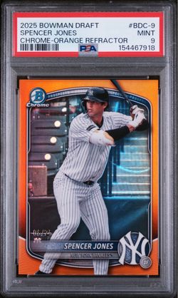 2025 Bowman Draft Spencer Jones Chrome-Orange Refractor PSA 9c(Pick up only !)