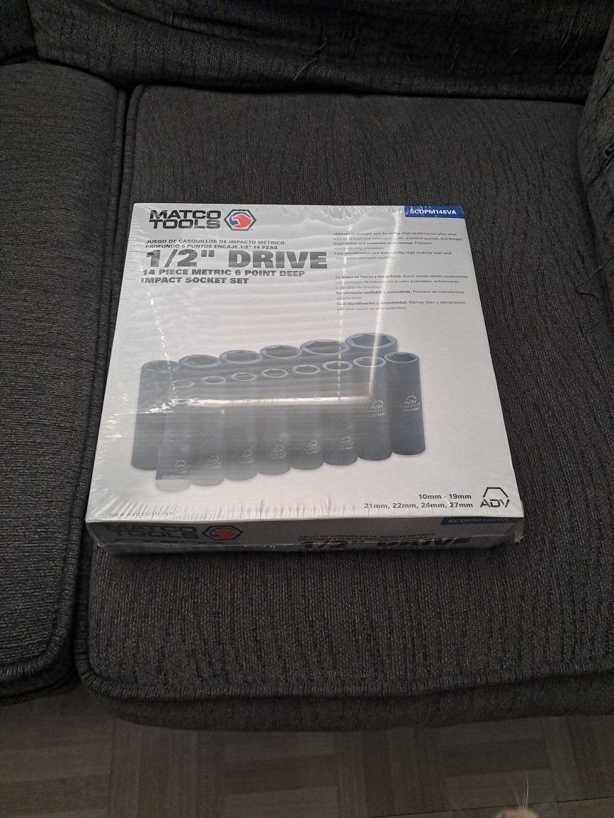Matco Tools 14pc 1/2" Drive Metric Deep Socket Set