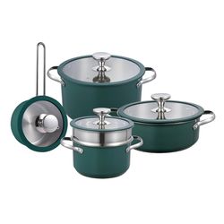 9pcs 304 Stainless Steel Cookware Set with Ceramic Coating – Nonstick, Durable, and Elegant Kitchen Pots with Glass Lids – Compatible with All Stoveto