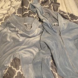 blue velour tracksuit