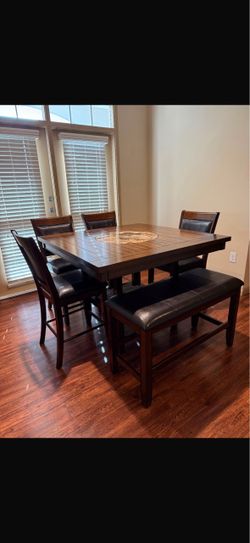 Counter Height Dining Table Set with Chairs and Bench