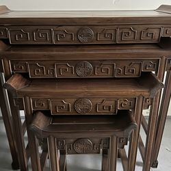 Set of Four Solid Wood Chinese Nesting Tables