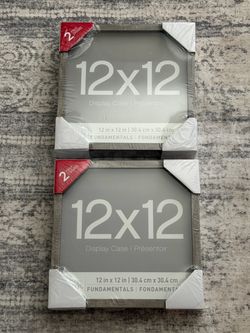 (2 Sets) BRAND NEW! Rustic Gray 12in x 12in Shadow Boxes/Display Cases