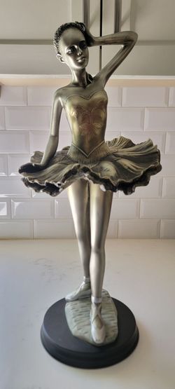 Ballerina Figurine Statue Silver Tone
