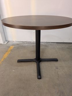 Versatile Round Brown Wood Grain Top Table