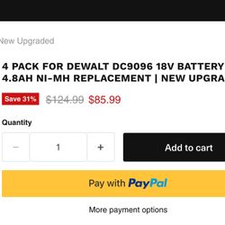 Dewalt Compatible Batteries $20 For One, $70 For The 4 Pack