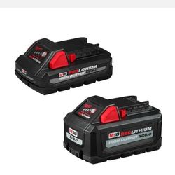 Milwaukee  M18 18V  6.0 Ah and 3.0 Ah  HIGH OUTPUT Lithium-Ion Battery - 2 Pack, NEW