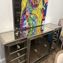 ✨ Omni Mirrored Buffet – 72” Wide – $350 OBO – VERY Heavy, Needs Dolly + 2 People ✨