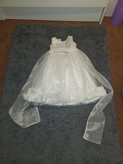 Girls White Dress with Sash