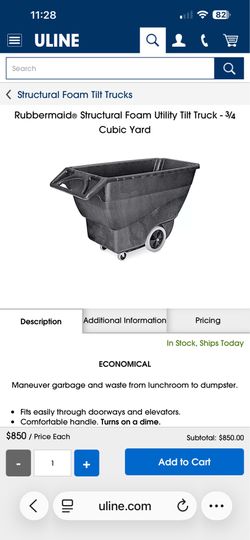 Rubbermaid Structural Foam Utility Tilt Truck