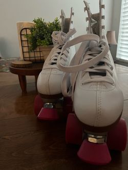 White Roller Skates with Pink Wheels