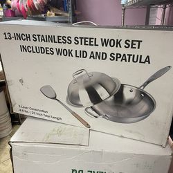 Willow Everest Stainless  Steel. Flat  Botom  Wok Pan