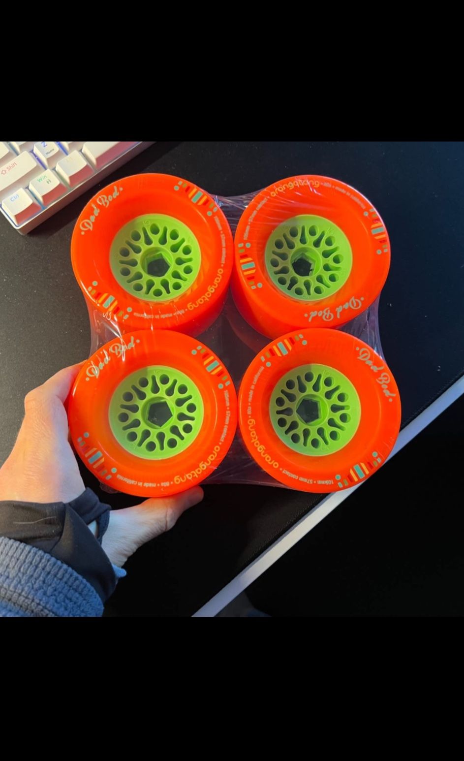 New Orangatang Dad BOD 105 mm Longboard Wheels for Cruising, DIY Electric Skateboards, Eboards (Set of 4)