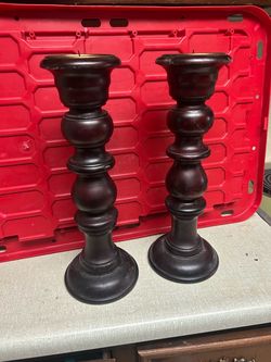 Pair of Wooden Candle Holders