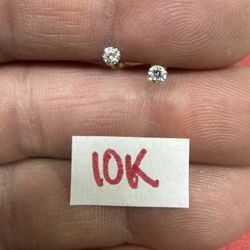 10K Solid Gold Baby’s Stud For Wedding CUBIC ZIRCONIUM STONES 
