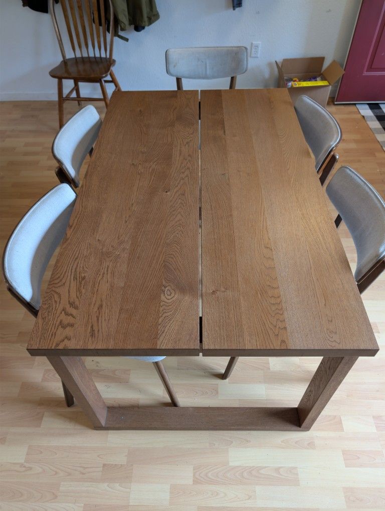 🍴 IKEA MÖRBYLÅNGA Oak Table + 5 MCM-Style Chairs – Full Set