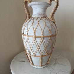 Heavy Vase w Decorations 12" wide 25.5" tall