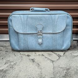 American Tourister Retro Blue Vegan Leather Suitcase