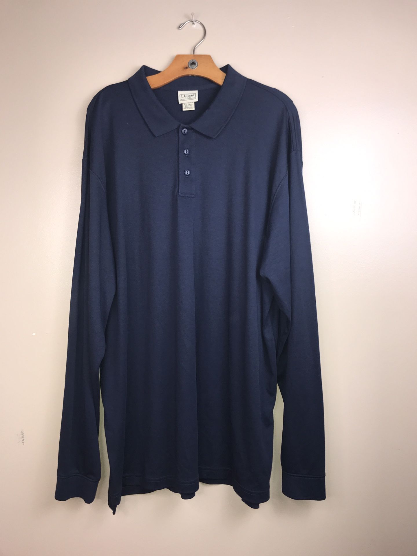 LLBean Traditional Fit Blue Long Sleeve Pullover Shirt, Size XXL Tall